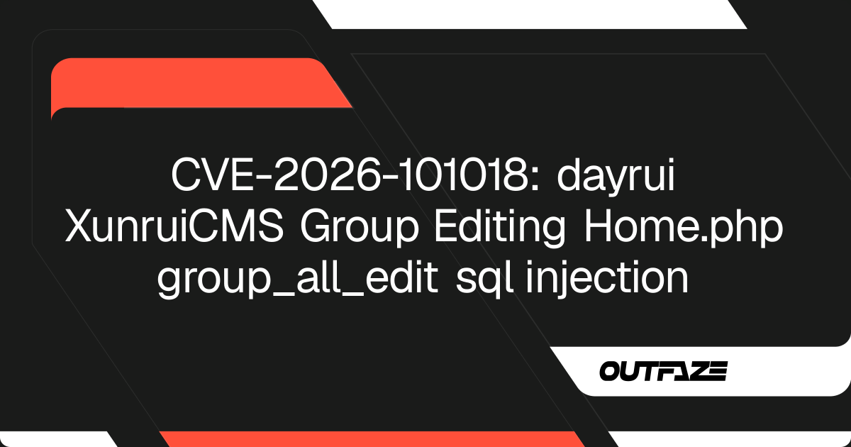 CVE-2026-101018: dayrui XunruiCMS Group Editing Home.php group_all_edit ...