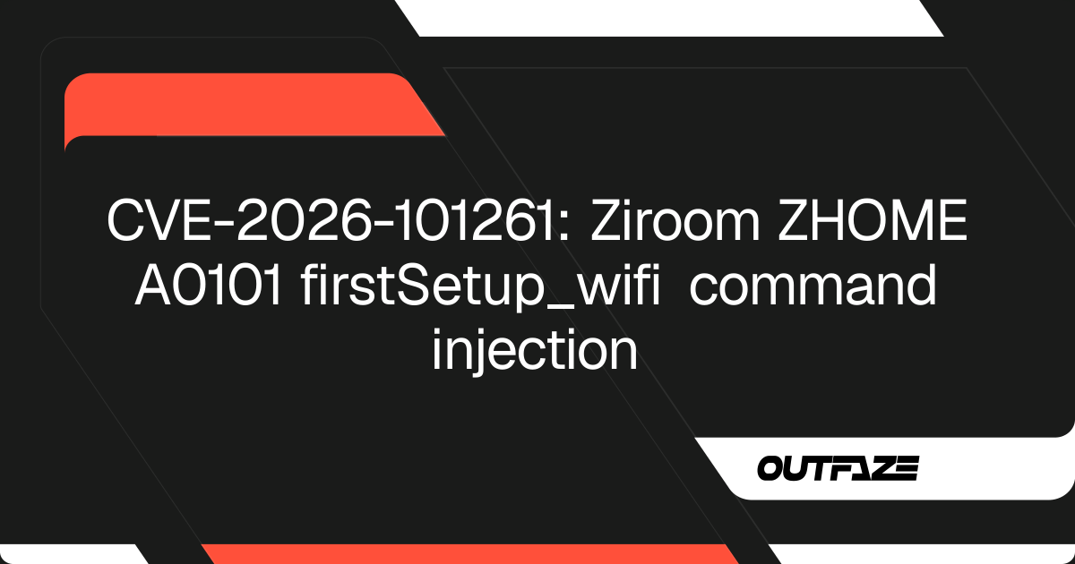CVE-2026-101261: Ziroom ZHOME A0101 firstSetup_wifi command injection ...