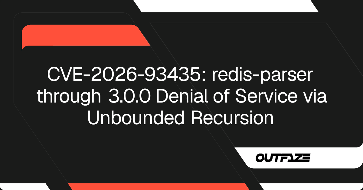 CVE-2026-93435: redis-parser through 3.0.0 Denial of Service via ...